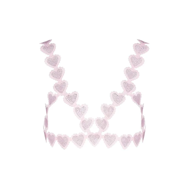 SKIMS RHINESTONE HEART OPEN CUP BRALETTE AND THONG SET Underwear Set Women's CHERRY BLOSSOM/Cherry Blossom-1