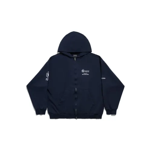 Balenciaga WFP Zip Up Medium Fit In Archetype Fleece Jackets Coats Regular Fit Unisex Dark Blue