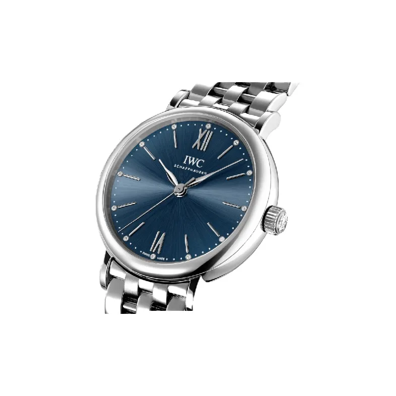 IWC Portofino Automatic Mechanical Movement Women's Watch 34mm Blue Dial Stainless Steel Case Stainless Steel Watchband-2