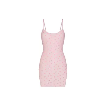 SKIMS Valentine's Day Collection SHEER VELVET SLIP DRESS Nightgown Women's BABY PINK/Light Pink