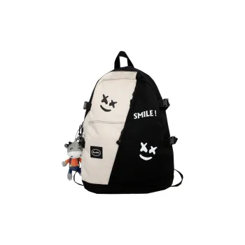 BALANG Nylon Backpack Unisex White & Basket/Black & White/White & Basket+Pendant Black & White+Charm