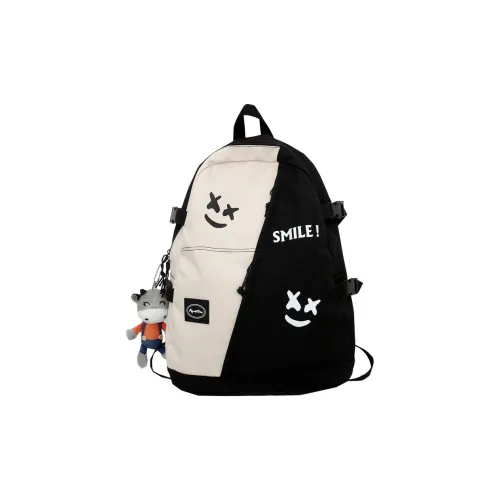 BALANG Nylon Backpack Unisex White & Basket/Black & White/White & Basket+Pendant Black & White+Charm