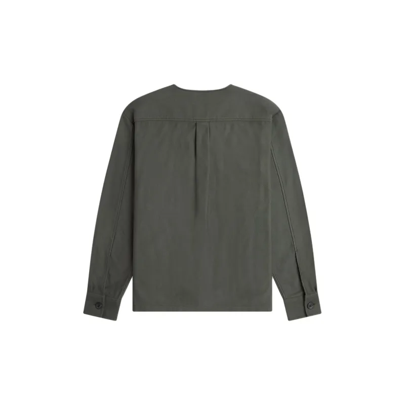 FRED PERRY Collarless Overshirt Jackets Coats Men's Dark Green-1