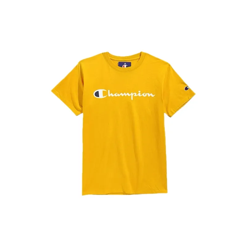 Champion T Shirts Unisex Gold+Navy Blue-1