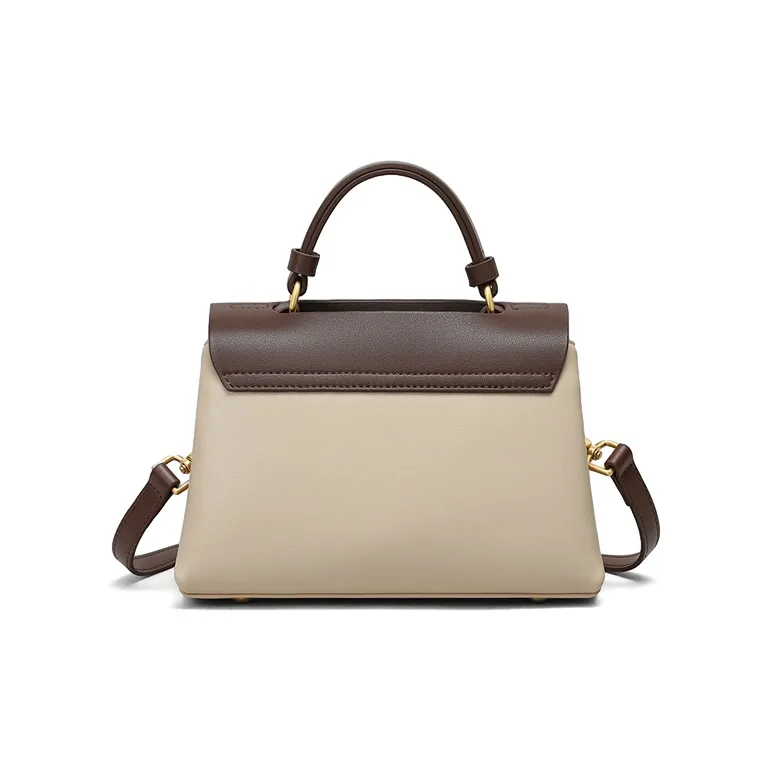 VINEY Cow Leather Handbag, Shoulder Bag, Crossbody Bag Regular Women's Beige Coffee-4