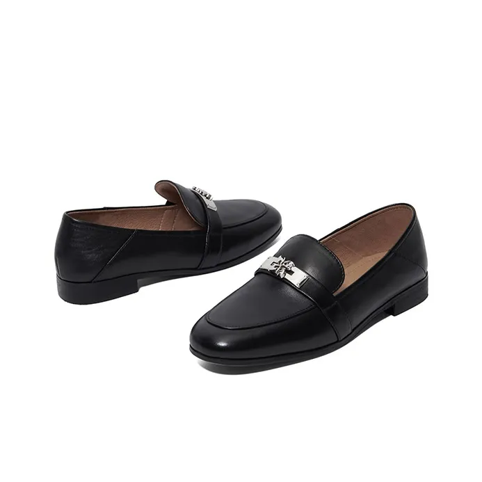 PT'SON Loafers 2cm Women's Black Brown-2