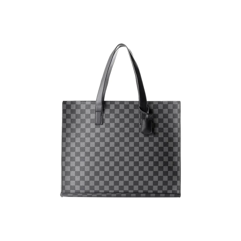 ALNI BITTON PU Handbag Shoulder Bag Crossbody Bag Regular Men's Black/Matte Gray/Textured Black/Plaid-26