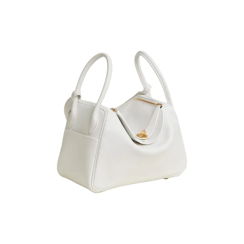 HERMES Lindy Evercolor Calfskin Portable Crossbody Bag, Shoulder Bag Women's 0U New White New White-1