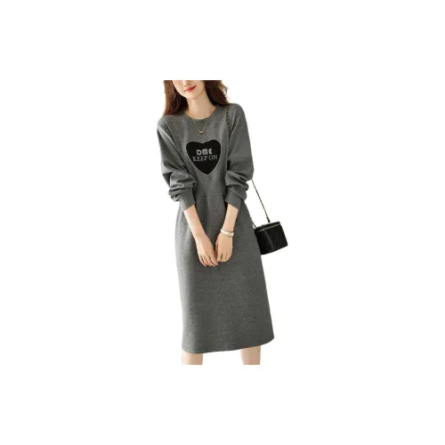 Dme Long-Sleeved Dresses Women's Dark Heather Gray