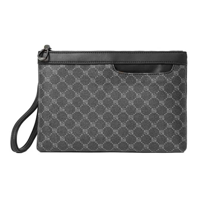 ALNI BITTON Artificial Leather Briefcase Clutch Wrist Bag Regular Men's Pattern Black-0