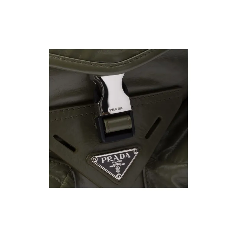 PRADA Leather Crossbody Bag, Shoulder Bag Men's Green-5