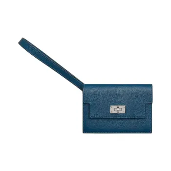 HERMES Kelly Pocket Madame Leather With Calfskin Calfskin Clutches Wallets Women's S4 Deep Blue Dark Blue