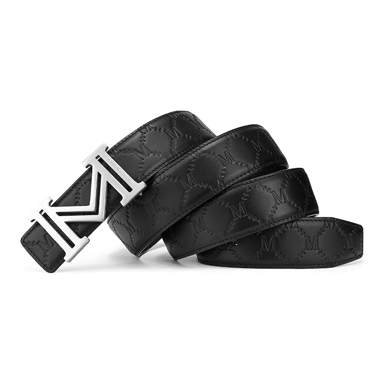 FAIRWHALE Brand Logo Head Solid Color Plate Buckle Cow Leather Belts Men's Width 3.5CM-6