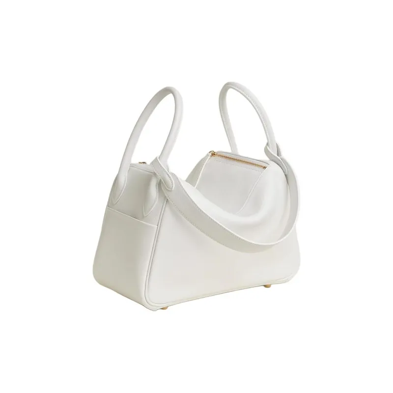 HERMES Lindy Evercolor Calfskin Portable Crossbody Bag, Shoulder Bag Women's 0U New White New White-2