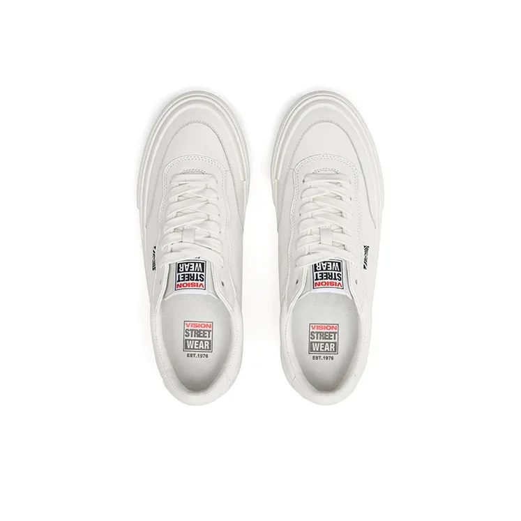 Vision Street Wear Flat Top White Sneakers Low Top Skateboard Shoes Unisex White-3
