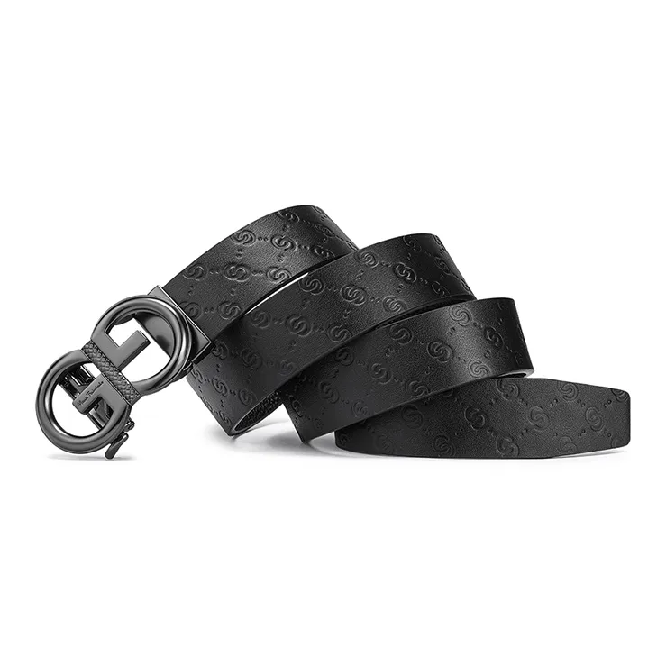 FAIRWHALE New Arrival Automatic Buckle Top Grain Cow Leather Belt Set Men's Width 3.5CM-2
