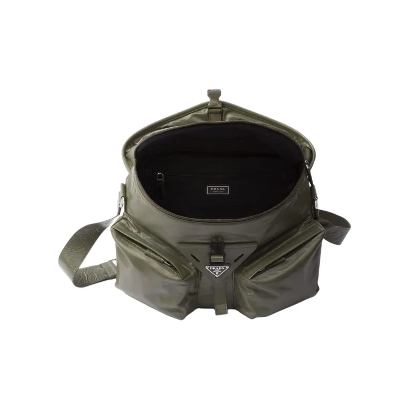PRADA Leather Crossbody Bag, Shoulder Bag Men's Green-4