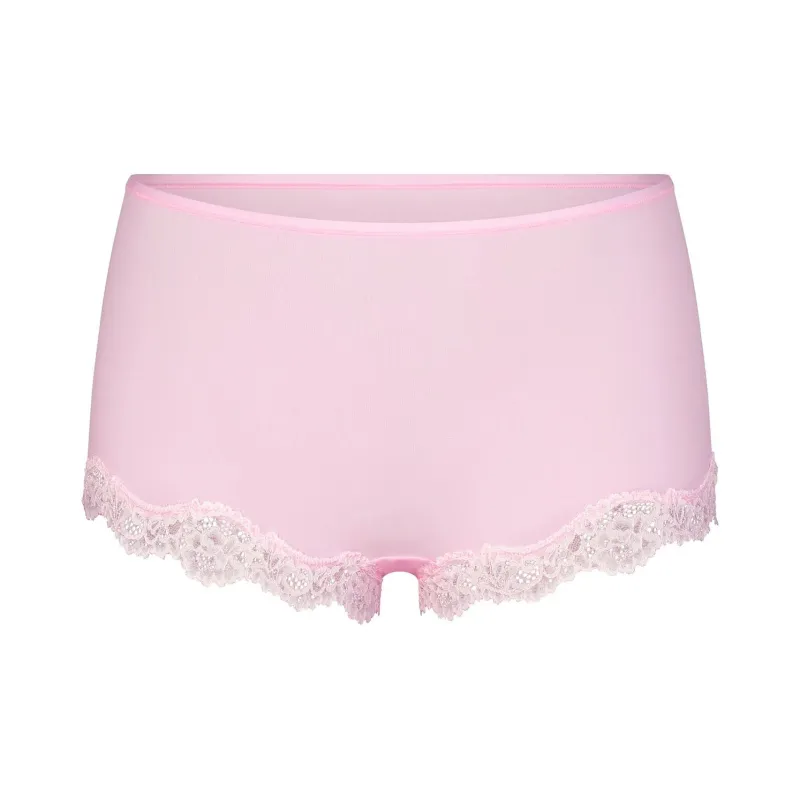 SKIMS Valentine's Day FITS EVERYBODY LACE BOY SHORT Boxer Shorts Women's Cherry Blossom Tonal-0