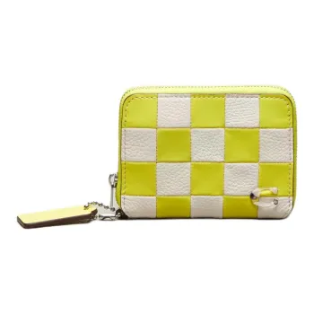 Coachtopia Leather Coin Purses Wallets Women's Bright Yellow Color Blocking Chalk