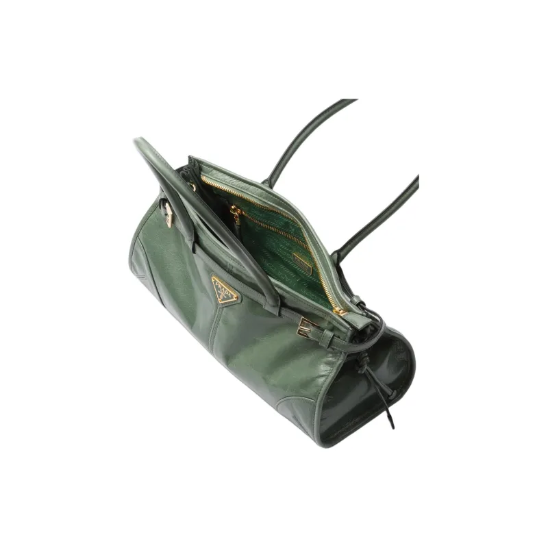 PRADA Leather One Shoulder Handbag Medium Size Women's Sage Green-3