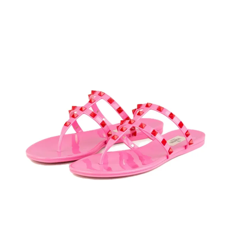 Valentino Abrasion Resistant Flip Flops Women's Pink-1