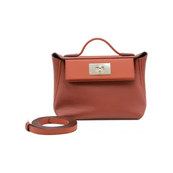 HERMES 24/24 Evercolor With Swift Calfskin Handbag Shoulder Bag Mini Women's 6C Copper Pumpkin With Red Copper Accents