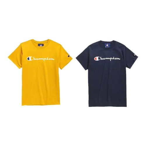 Champion T-Shirts Unisex Golden+Navy Blue