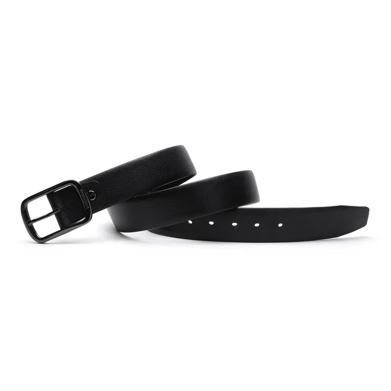 ELLE HOMME Pin Buckle Belt Sun Buckle Fashion Trend Top Grain Cow Leather, Alloy Buckle Belt Men's Black Width 3.85cm-2