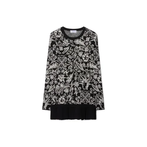 OFF-WHITE Intarsia-knit Pleated Dress