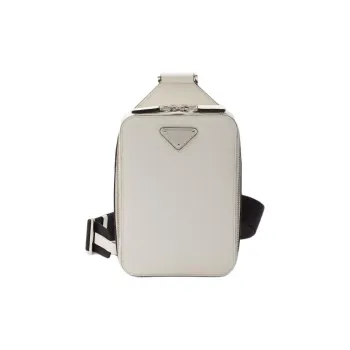 PRADA Saffiano Cow Leather Shoulder Bag Crossbody Bag Sling Bags Men's White