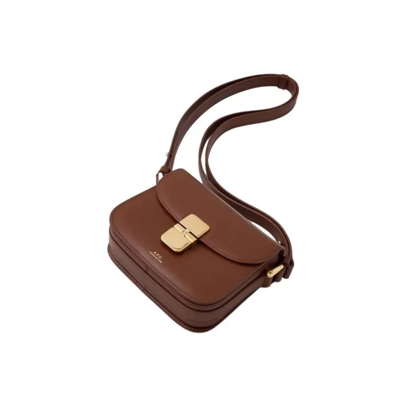 A.P.C Cow Leather Tofu Bag Shoulder Bag Crossbody Bag Women's Brown-4