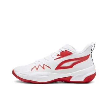 PUMA Genetics Slip Resistant Low Top Basketball Shoes Unisex White Red
