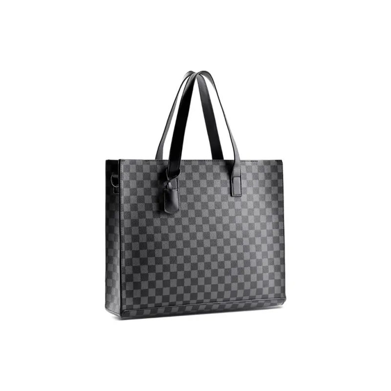 ALNI BITTON PU Handbag Shoulder Bag Crossbody Bag Regular Men's Black/Matte Gray/Textured Black/Plaid-27