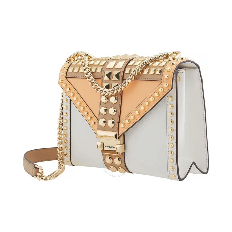 MICHAEL KORS Whitney Leather Commute Envelope Bag, Crossbody Bag Tubas Women's Cantaloupe/White/Camel/Multicolor-1