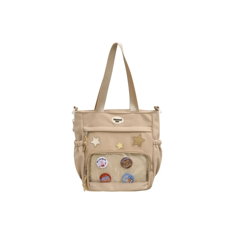 FAMAN Cotton Shoulder Bag Women's Black/White/Khaki/Black/Pink-8