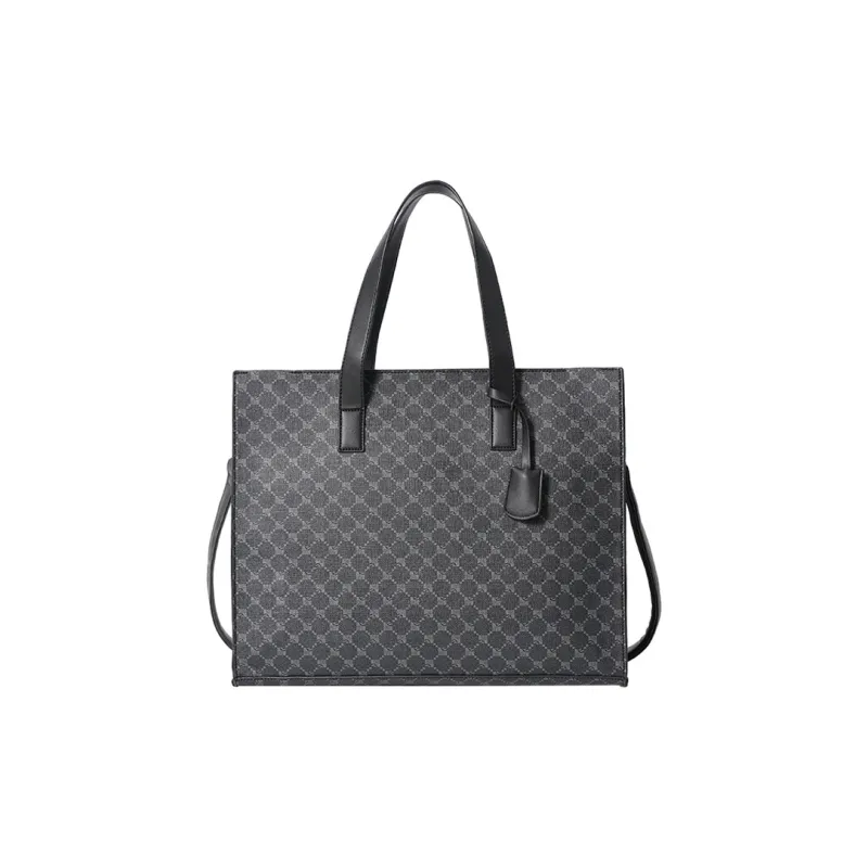 ALNI BITTON PU Handbag Shoulder Bag Crossbody Bag Regular Men's Black/Matte Gray/Textured Black/Plaid-17