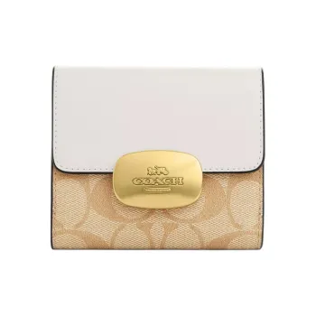 COACH Eliza Coated Canvas Wallet Mini Women's Light Khaki