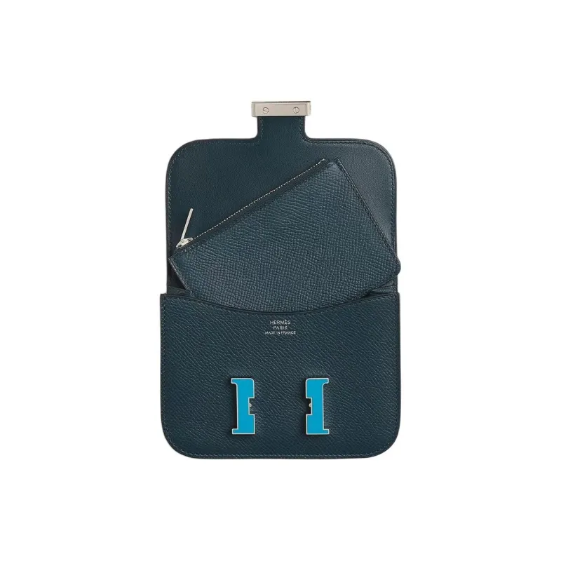 HERMES Constance Slim Epsom Calfskin Fanny Pack Coin Purse Wallet Women's Prussian Blue-2