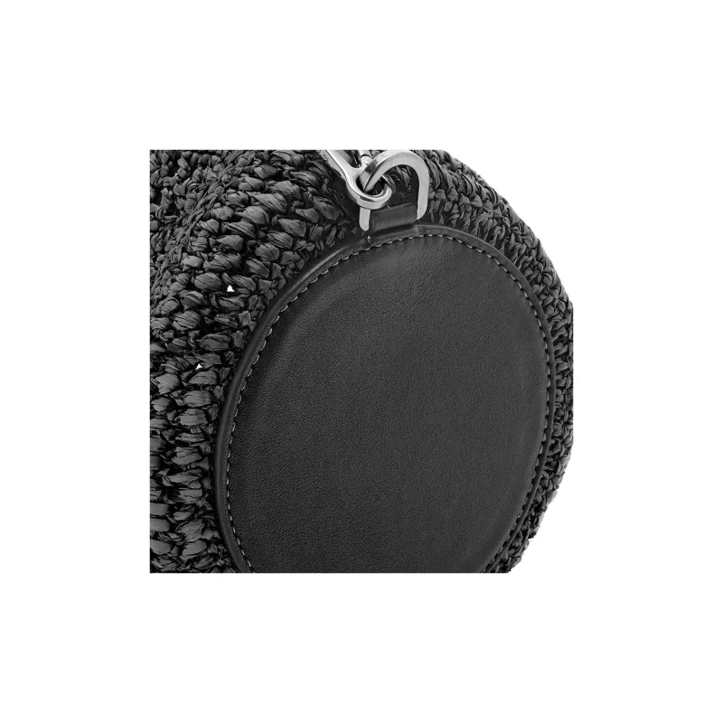 LOEWE Raffia With Calfskin Crossbody Handbag Shoulder Bag Women's Black-4