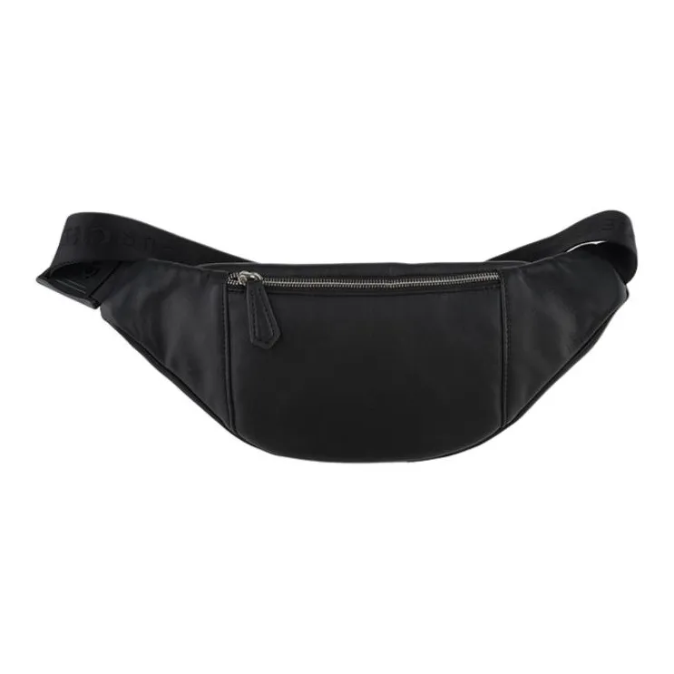 POURCHET Top Grain Cow Leather Fanny Pack Medium Size Men's Black-2