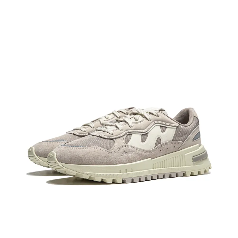 LiNing ChengFeng Anti Slip And Wear Resistant Cushioning Height Increasing Low Top Casual Shoes Men's Rock Ridge Gray-2