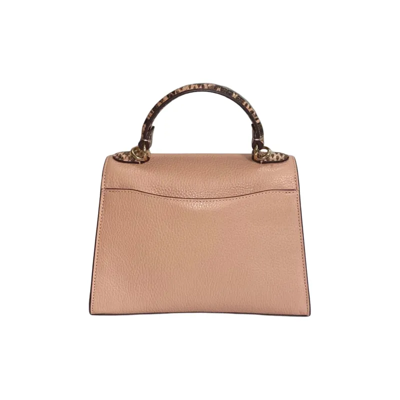 COACH Leather Patchwork Snake Leather Handbag Shoulder Bag Crossbody Bag Medium Size Women's Shell Pink-3