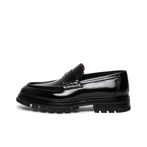 Santoni Lug-sole Leather Penny Loafers