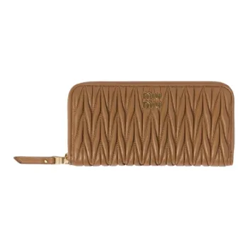MIU MIU Leather Wallet Tubas Women's Caramel