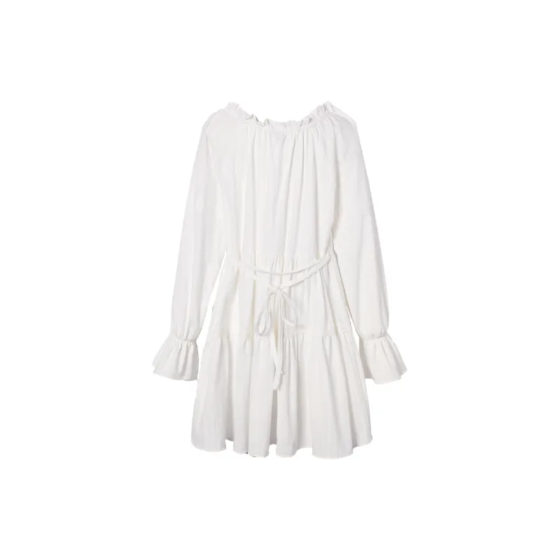 I'M ONE Long Sleeved Dresses Women's White-1