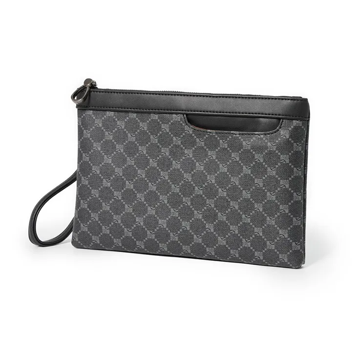 ALNI BITTON Artificial Leather Briefcase Clutch Wrist Bag Regular Men's Pattern Black-1