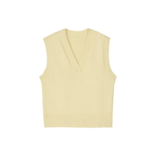 MSLAN Tank Tops Women's Cream Yellow