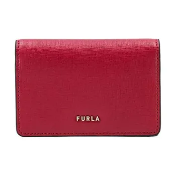 Furla Leather Business Card Holder Wallet Regular Women's Red