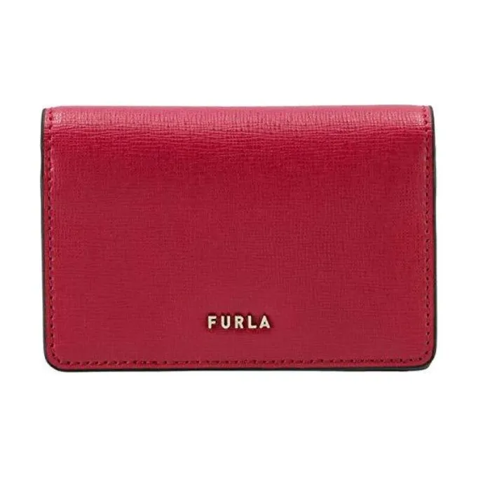Furla Leather Business Card Holder Wallet Regular Women's Red-0