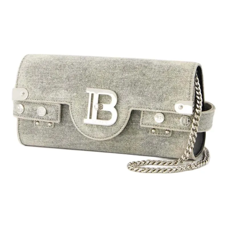 BALMAIN B BUZZ Canvas Bag, Shoulder Bag, Crossbody Bag Women's Blue & Blue Gray-1